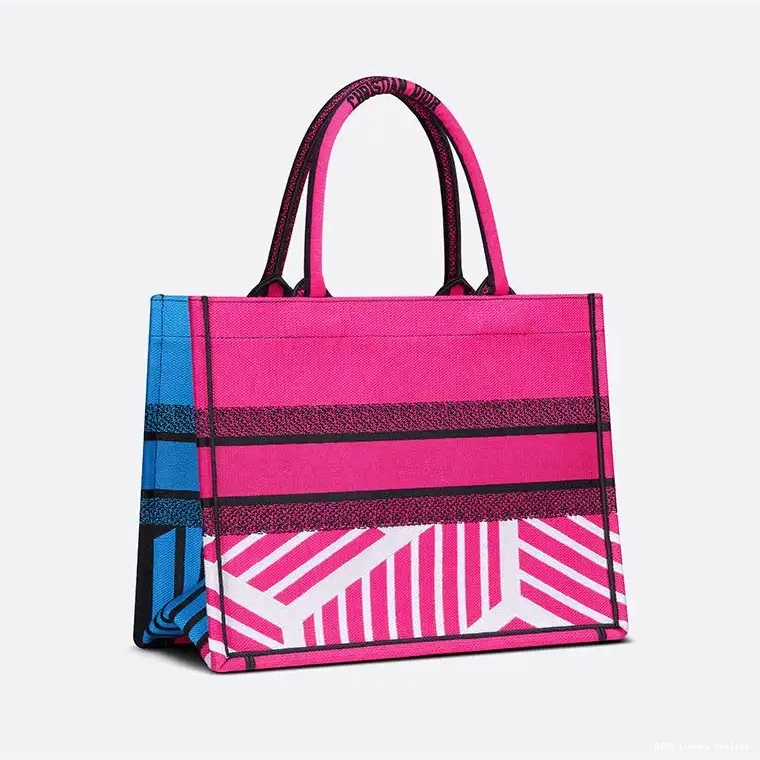 Cheap Canvas Motif Book Pop Tote Blue D-Jungle Rose Dior 0701 Luxury